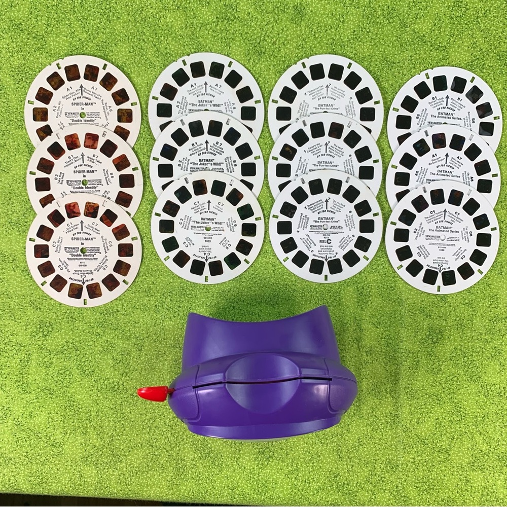 Purple Kids View Master with Vintage Spider Man and Batman Reels